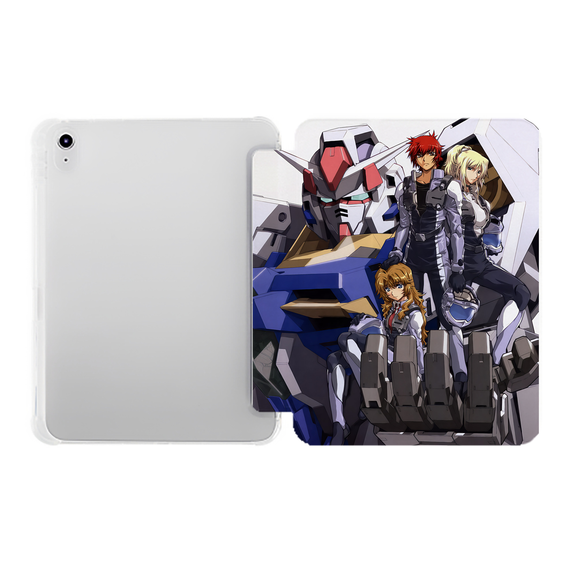 （画像用） 機動戦士ガンダム Mobile Suit Gundam IPad ケース ペン収納付き 三つ折りスタンド PUレザー×シリコン 対応機種9.5/10.5/10.9インチ
